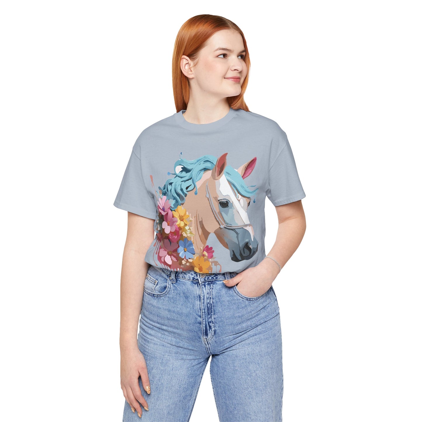 Natural Cotton Tee Shirt with Horse