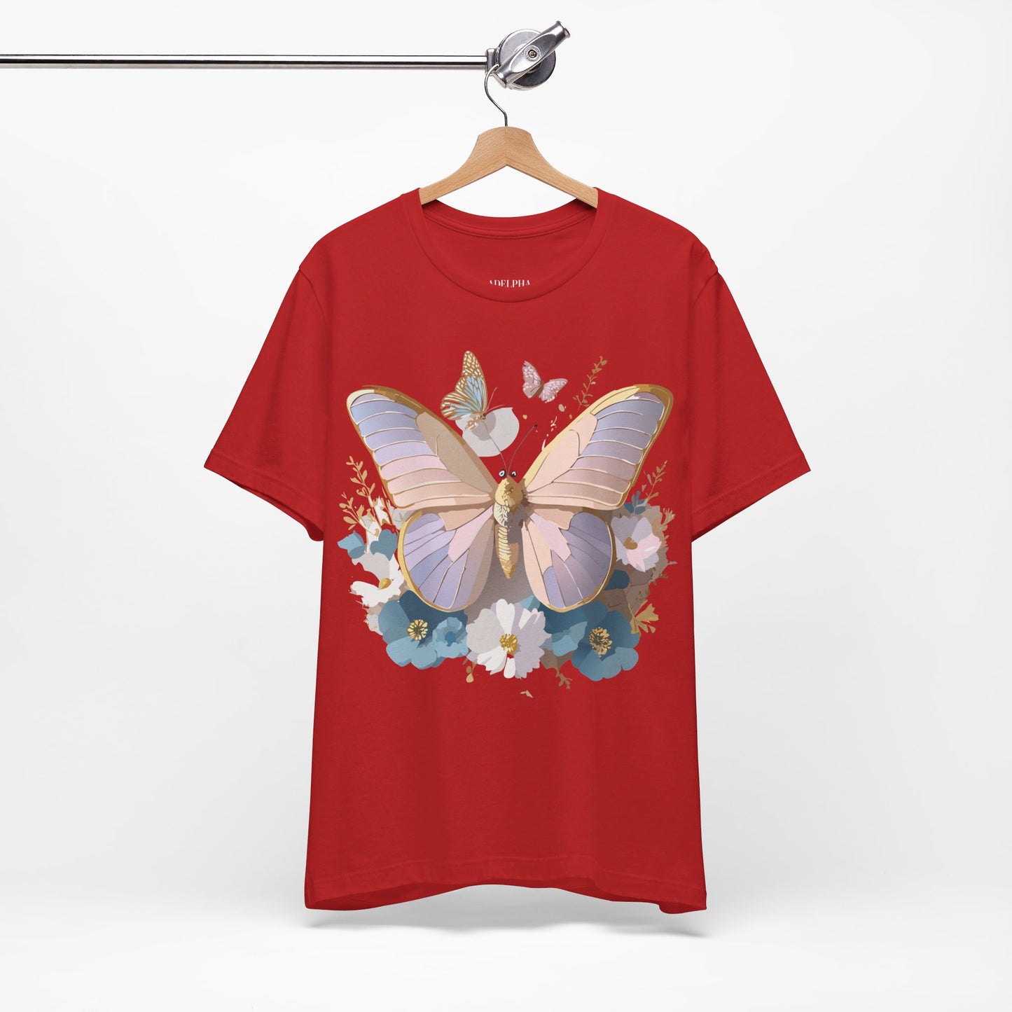 Natural Cotton Tee Shirt with Butterfly