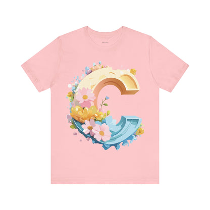 Natural Cotton Tee Shirt - Letters Collection - C Printify