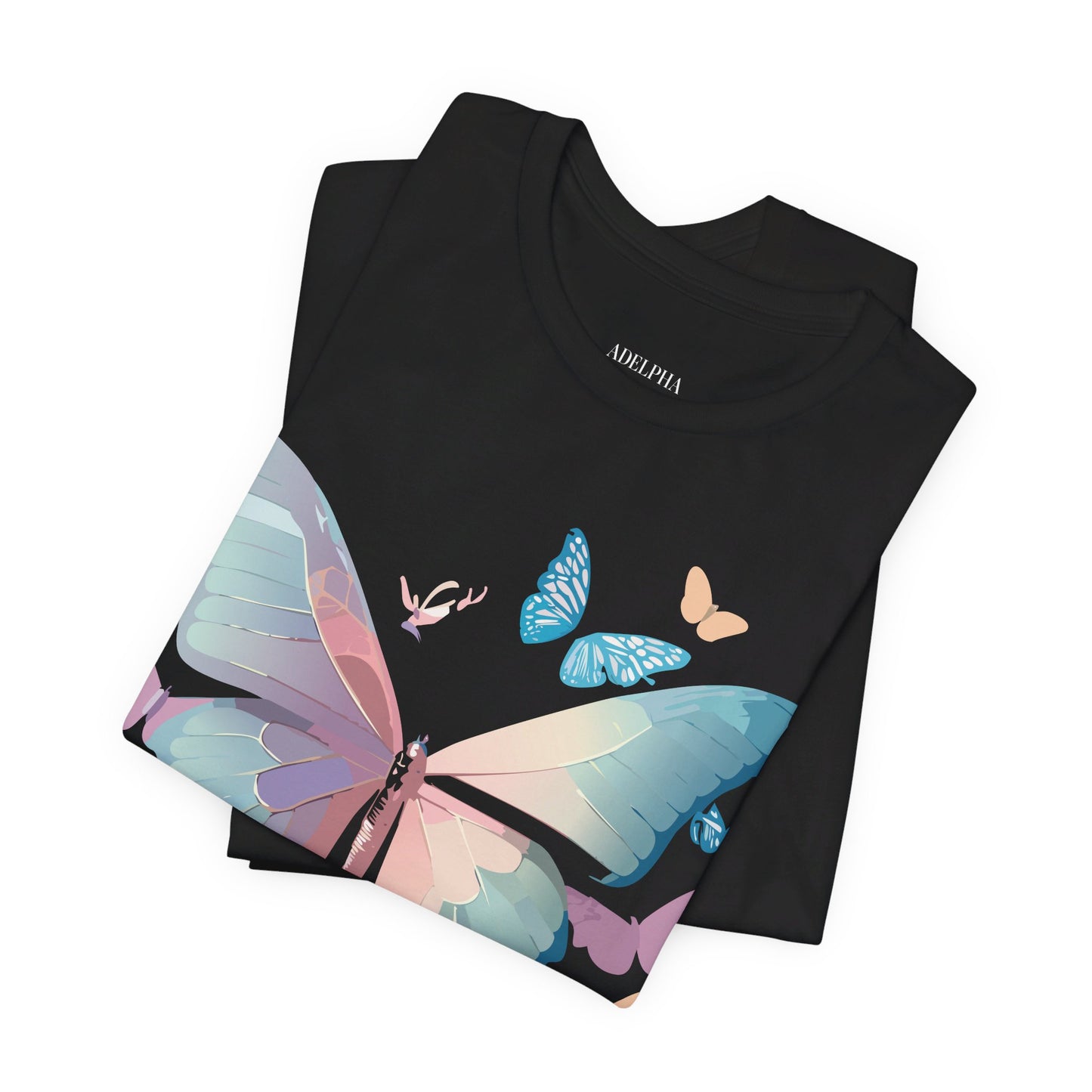 Natural Cotton Tee Shirt with Butterfly