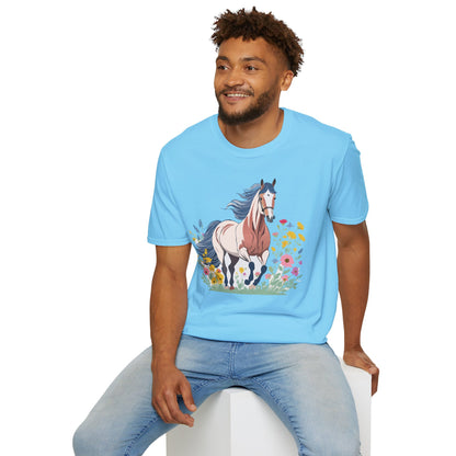 Unisex Horse Tee Softstyle Cotton Shirt With Animals Design Graphic