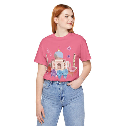Natural Cotton Tee Shirt - Taj Mahal, India Printify