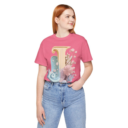 Natural Cotton Tee Shirt - Letters Collection - J Printify