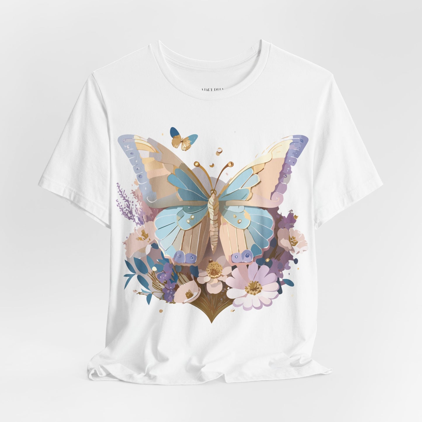 Natural Cotton Tee Shirt with Butterfly