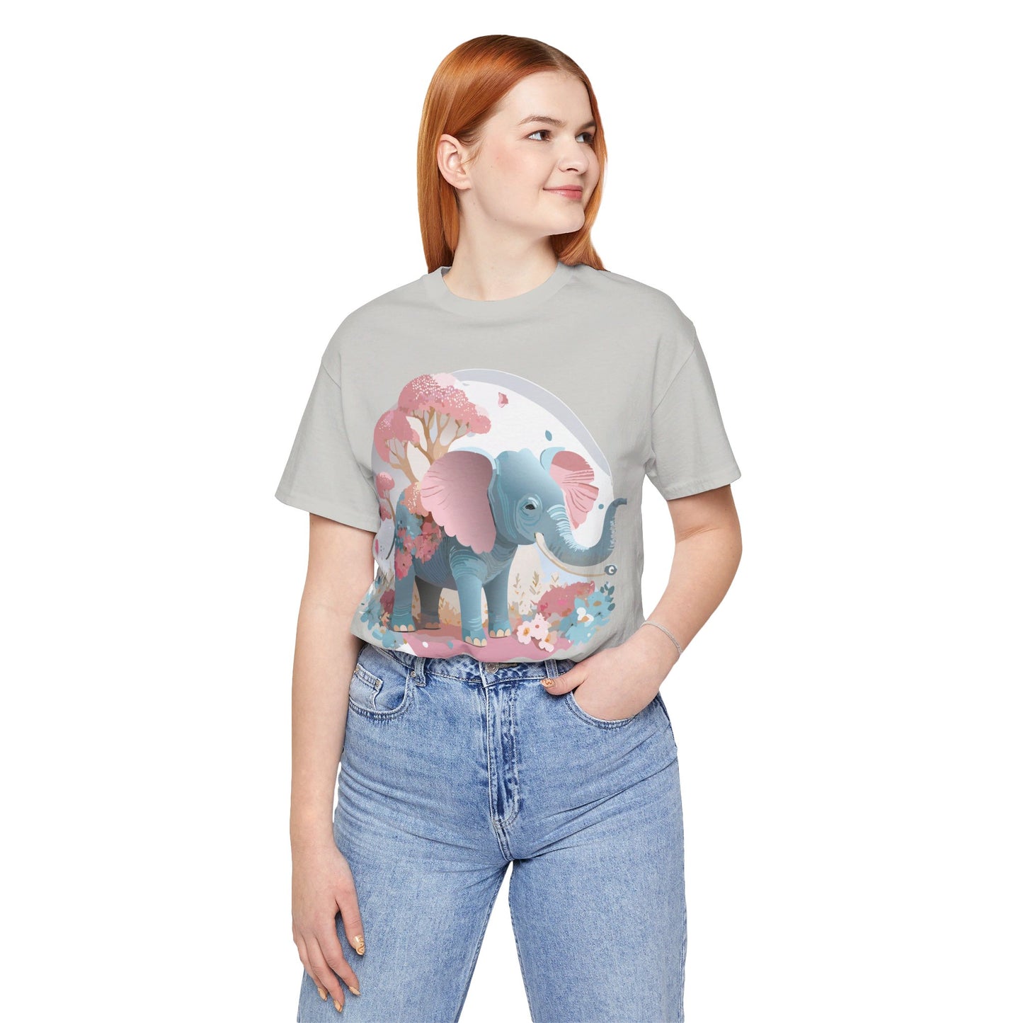 Natural Cotton Tee Shirt with Elephant