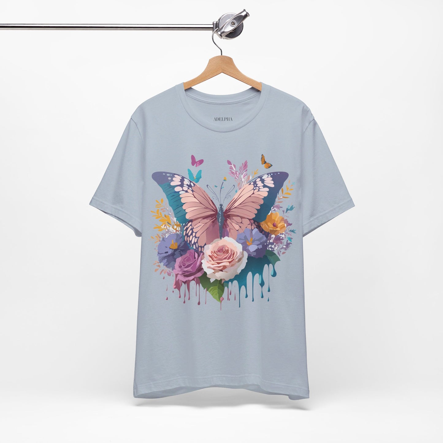 Natural Cotton Tee Shirt with Butterfly