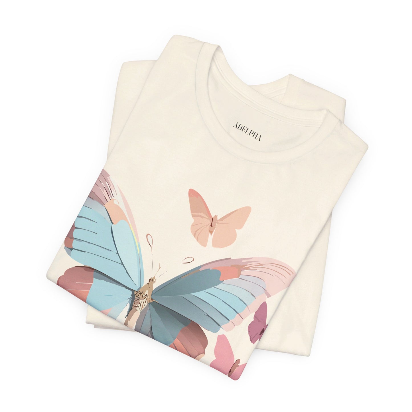 Natural Cotton Tee Shirt with Butterfly