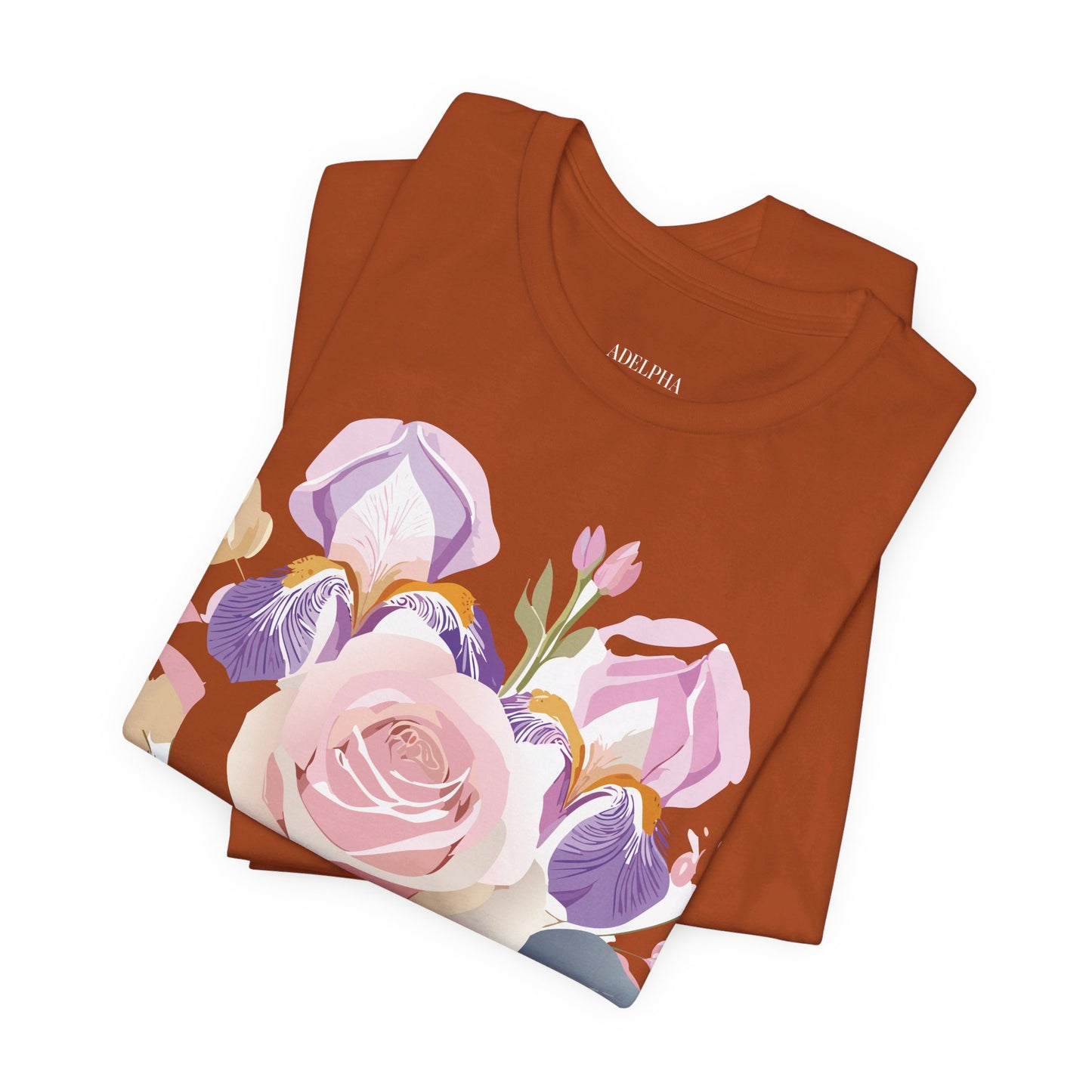 T-shirt en coton naturel avec fleurs