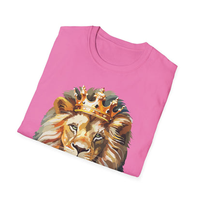 Unisex Lion Print T Shirt Softstyle 64000 One Hundred Percent Ring Spun Cotton