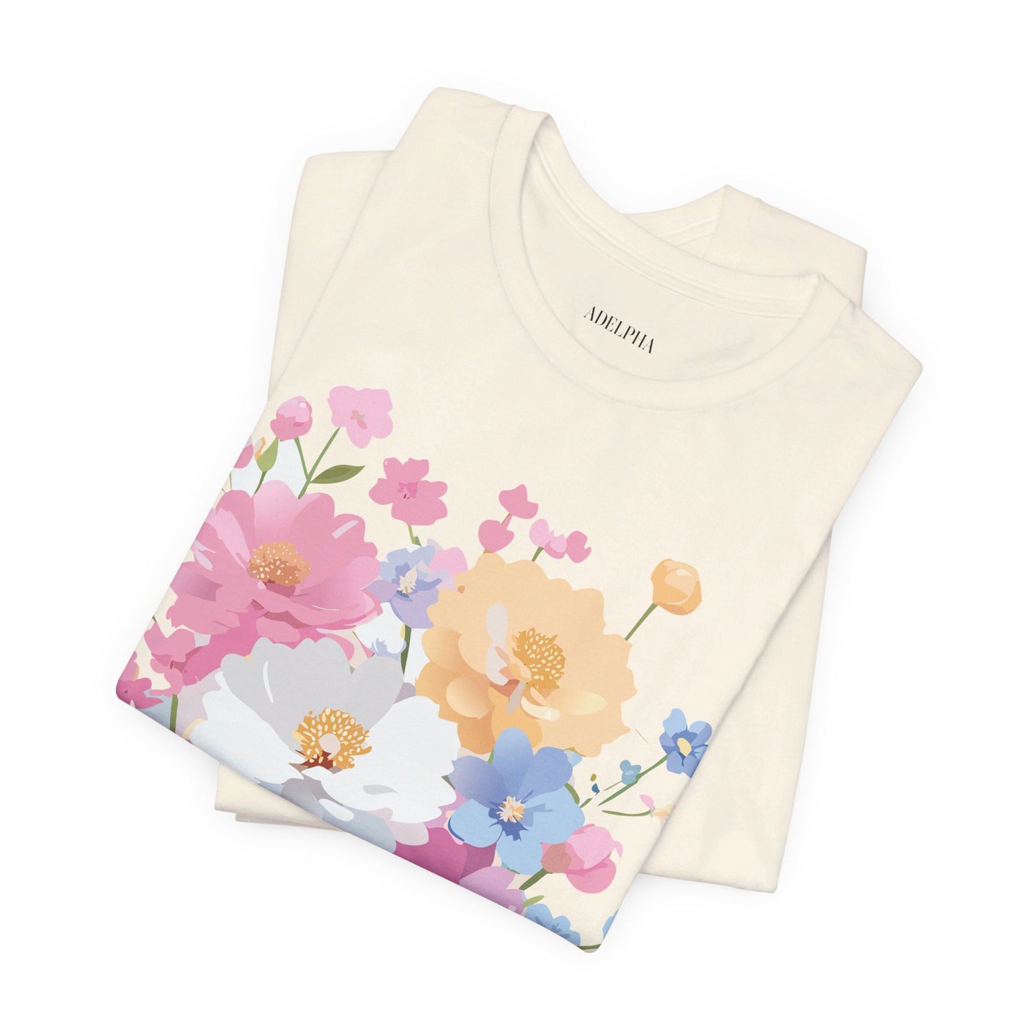 T-shirt en coton naturel avec fleurs