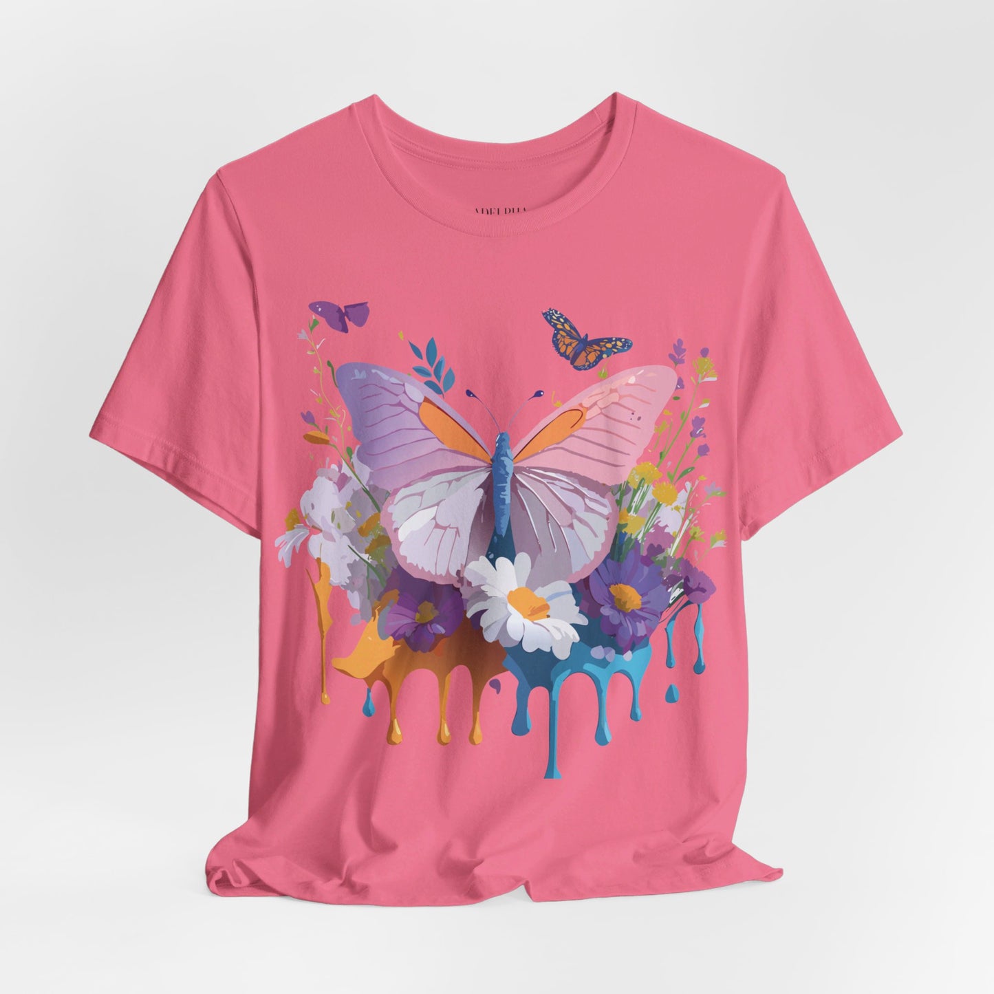 Natural Cotton Tee Shirt with Butterfly