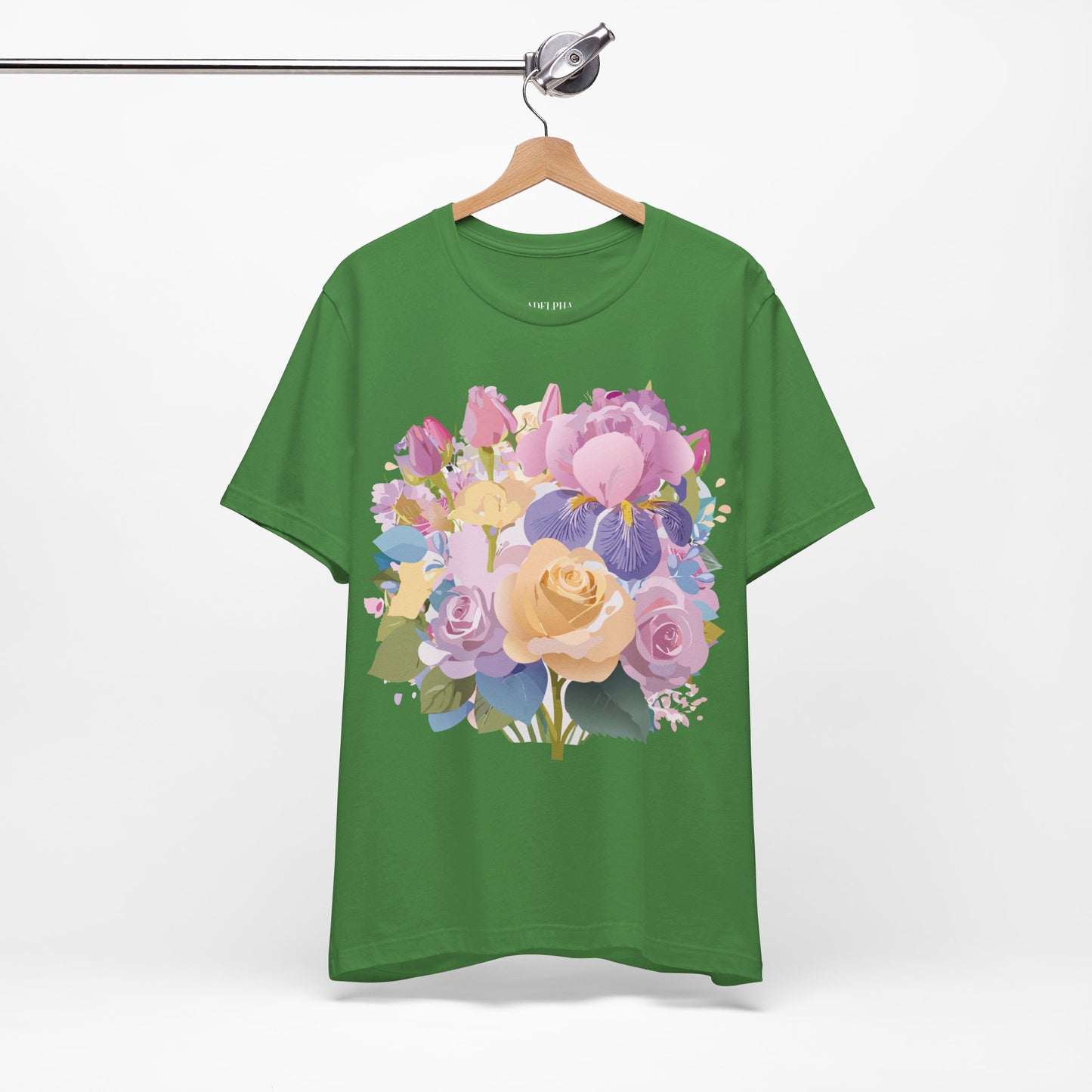 Natural Cotton Tee Shirt with Flowers