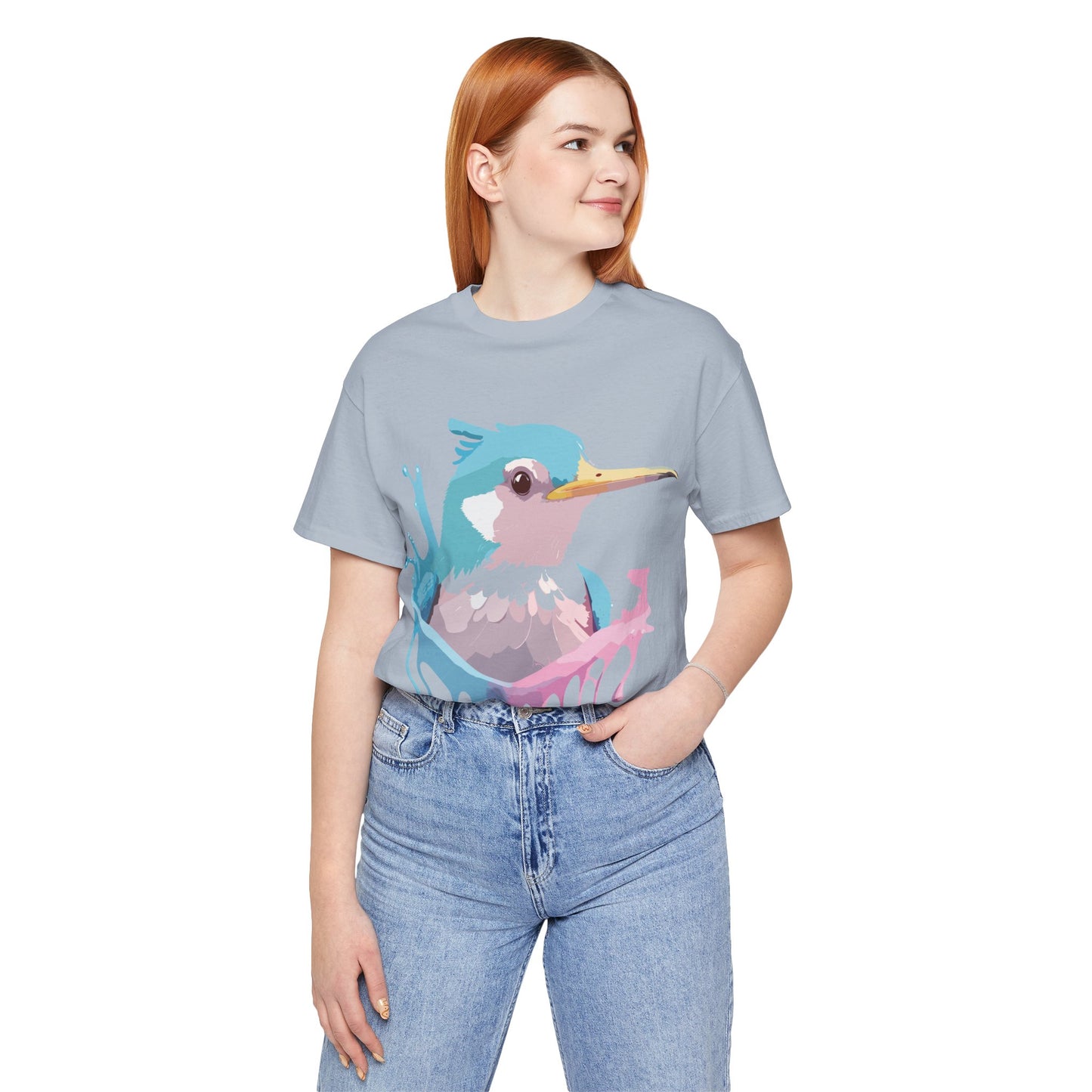 Natural Cotton Tee Shirt with Bird