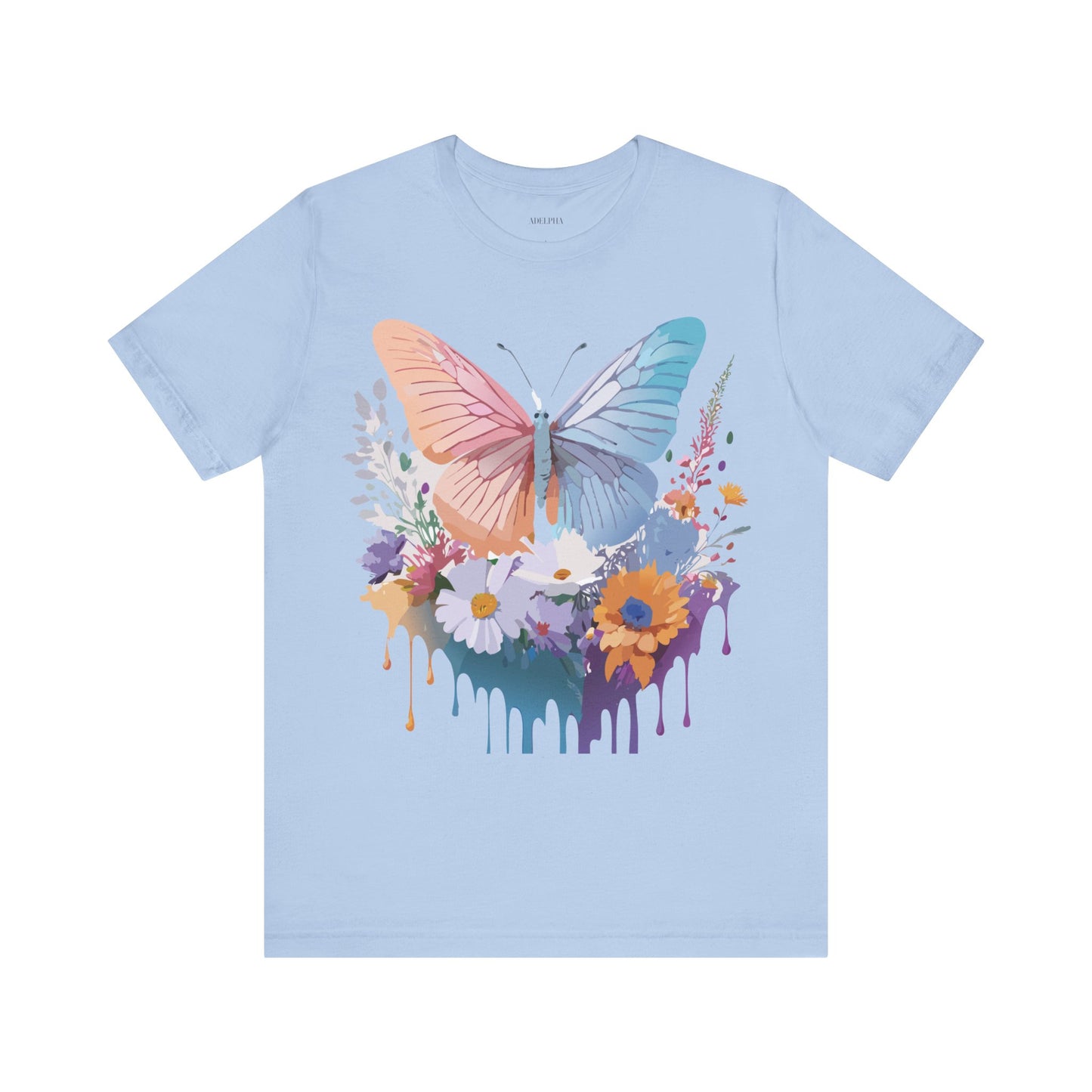 Natural Cotton Tee Shirt with Butterfly