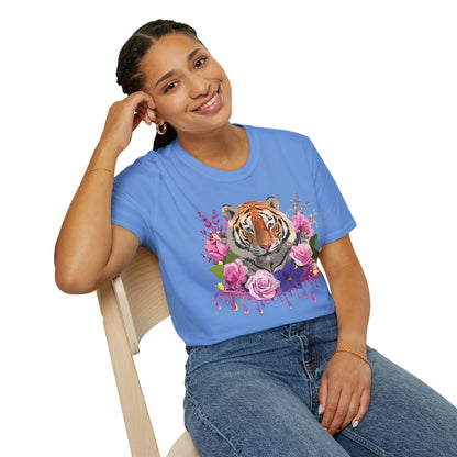 Tiger Print Shirt Unisex Animal Tee Softstyle Gildan 64000 Cotton