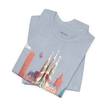 Natural Cotton Tee Shirt - Beautiful Places Collection - Barcelona Printify