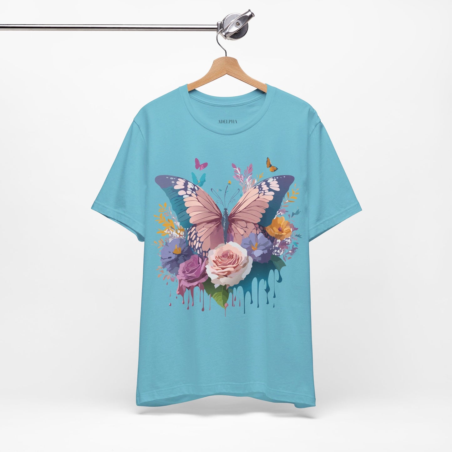 Natural Cotton Tee Shirt with Butterfly