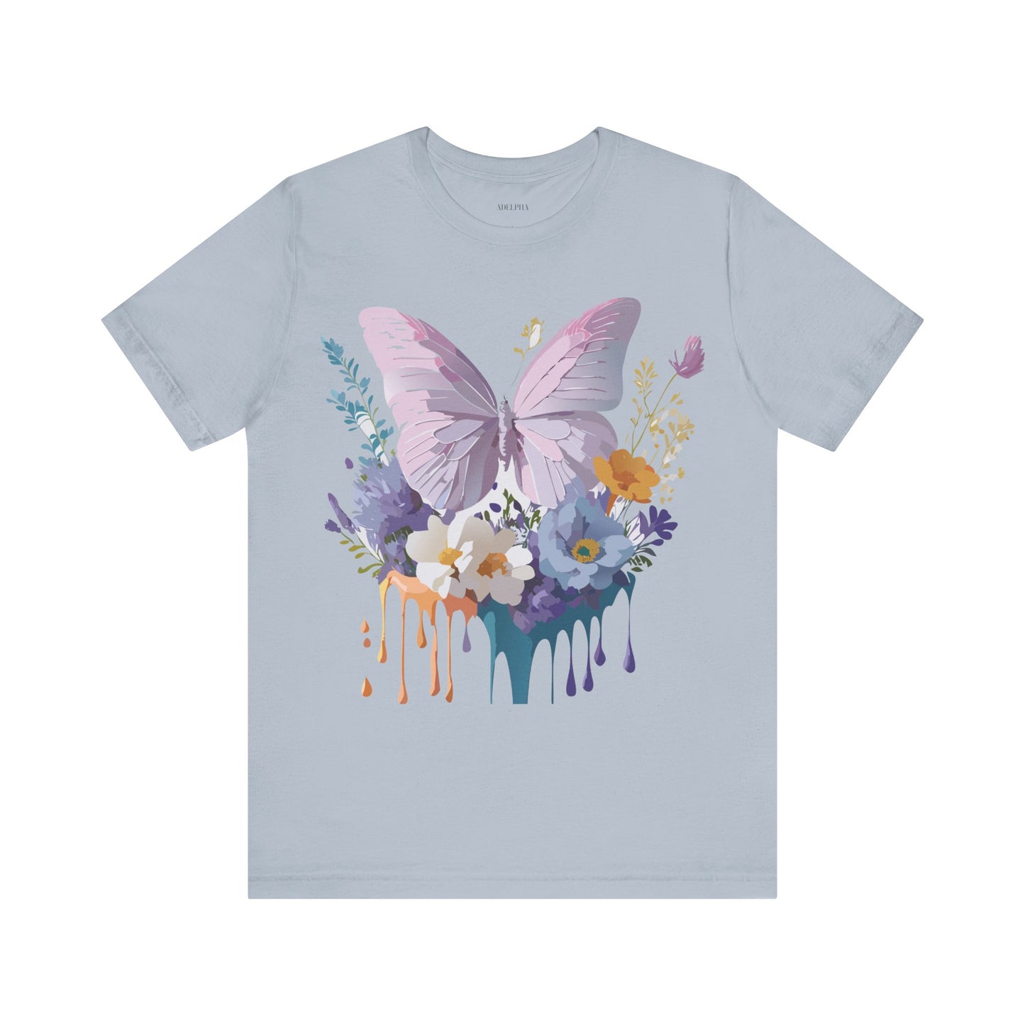 Natural Cotton Tee Shirt with Butterfly