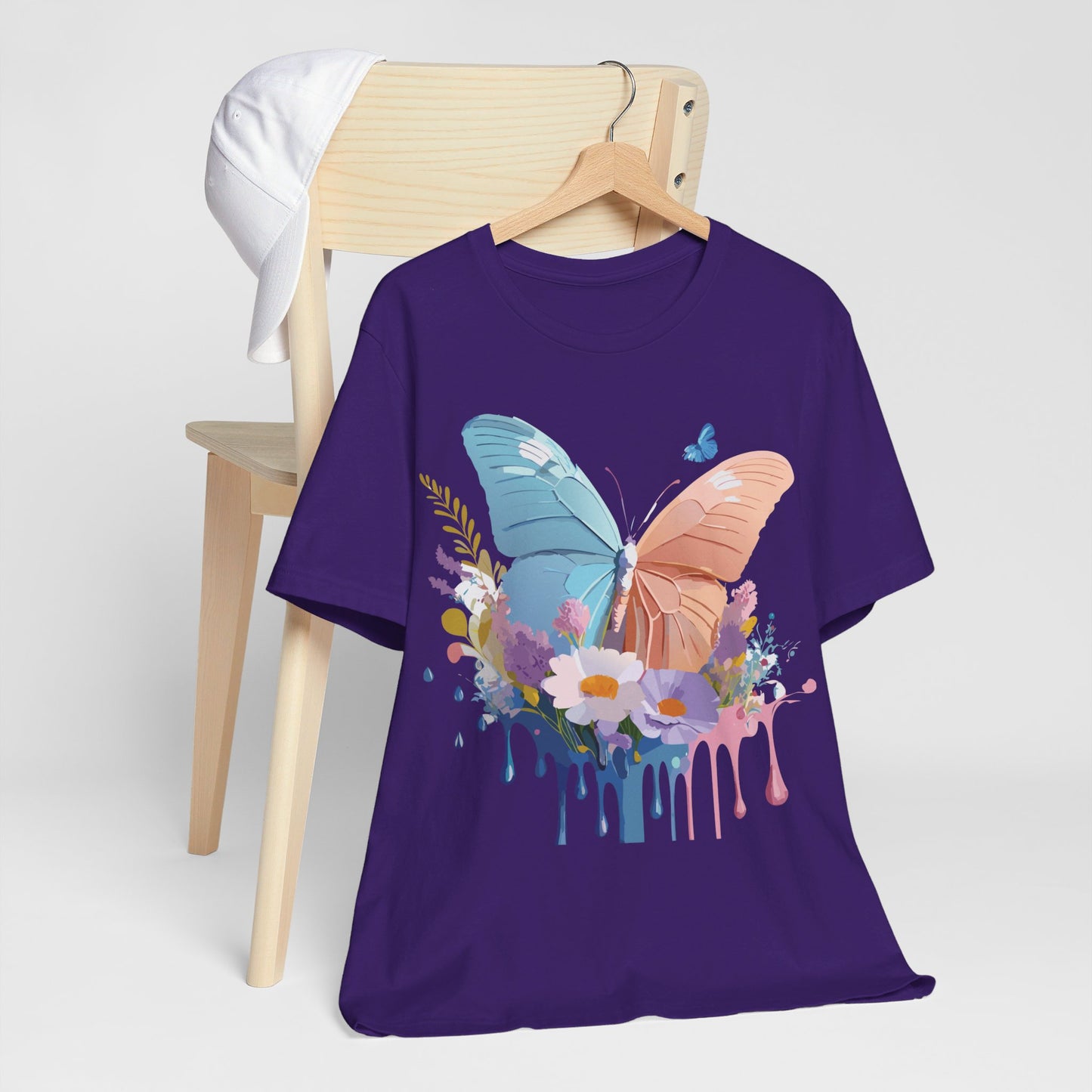 Natural Cotton Tee Shirt with Butterfly