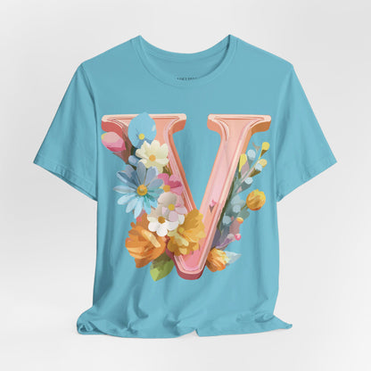 Natural Cotton Tee Shirt - Letters Collection - V Printify