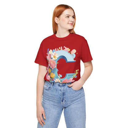 Natural Cotton Tee Shirt - Letters Collection - C Printify