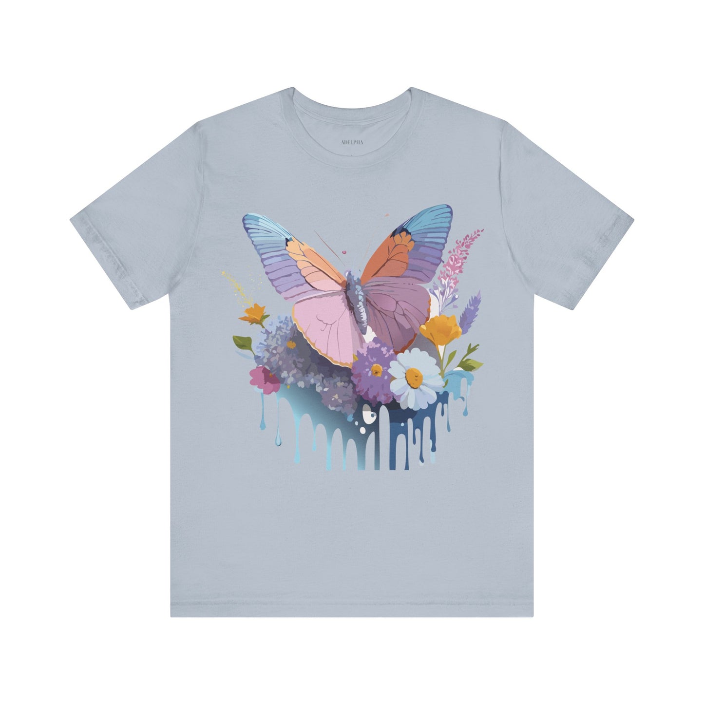 Natural Cotton Tee Shirt with Butterfly