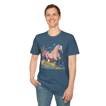 Unisex Horse Shirt With Animal Design Gildan Softstyle 64000 Tee