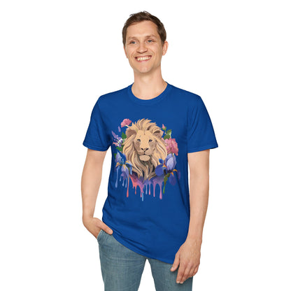Unisex Softstyle Lion Shirt Floral Lion Tee Animal Print Graphic Tee