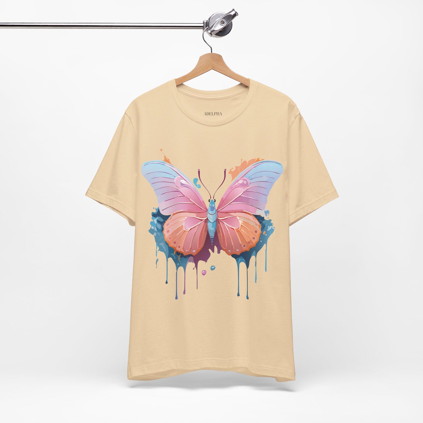 Natural Cotton Tee Shirt with Butterfly