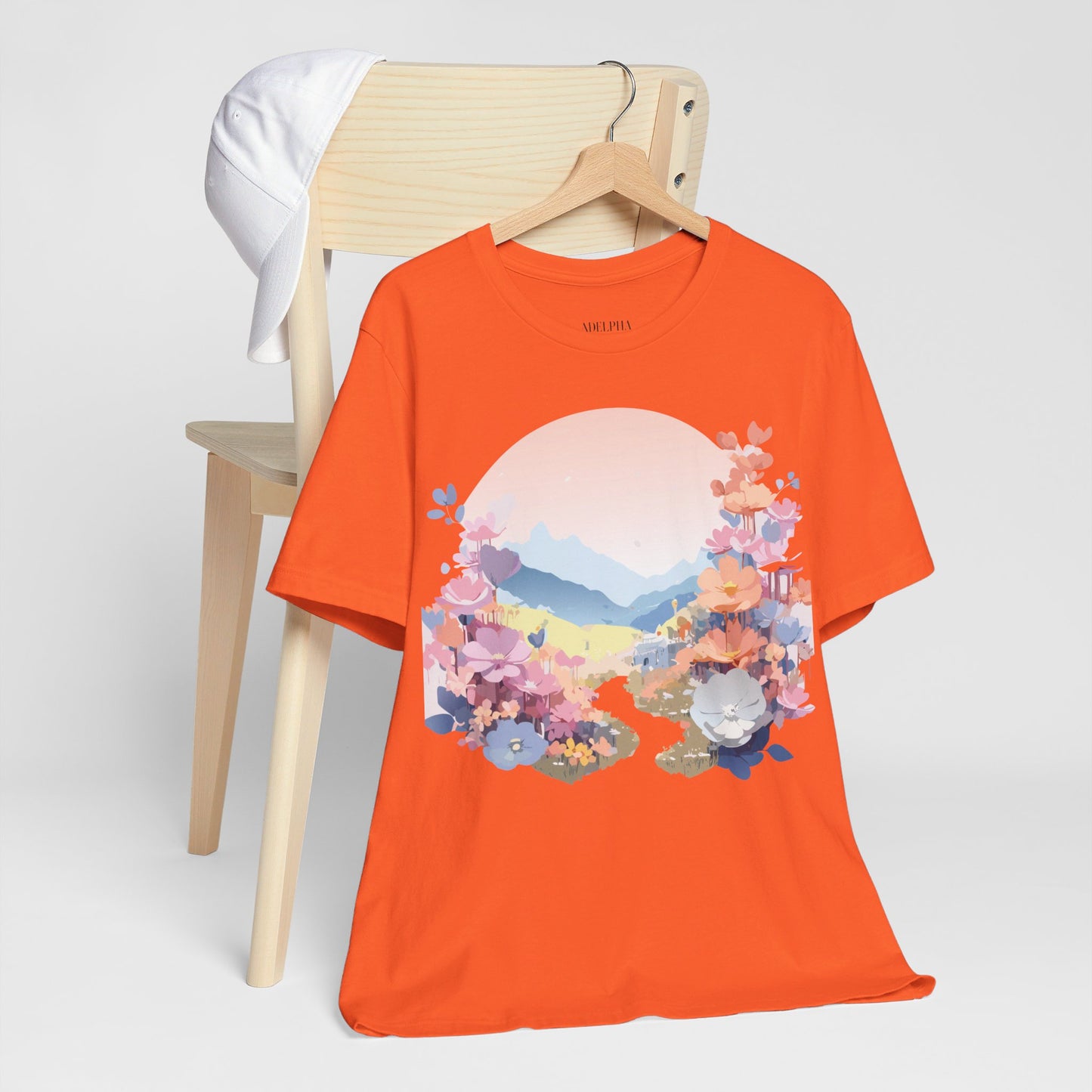 Natural Cotton Tee Shirt with Flowers