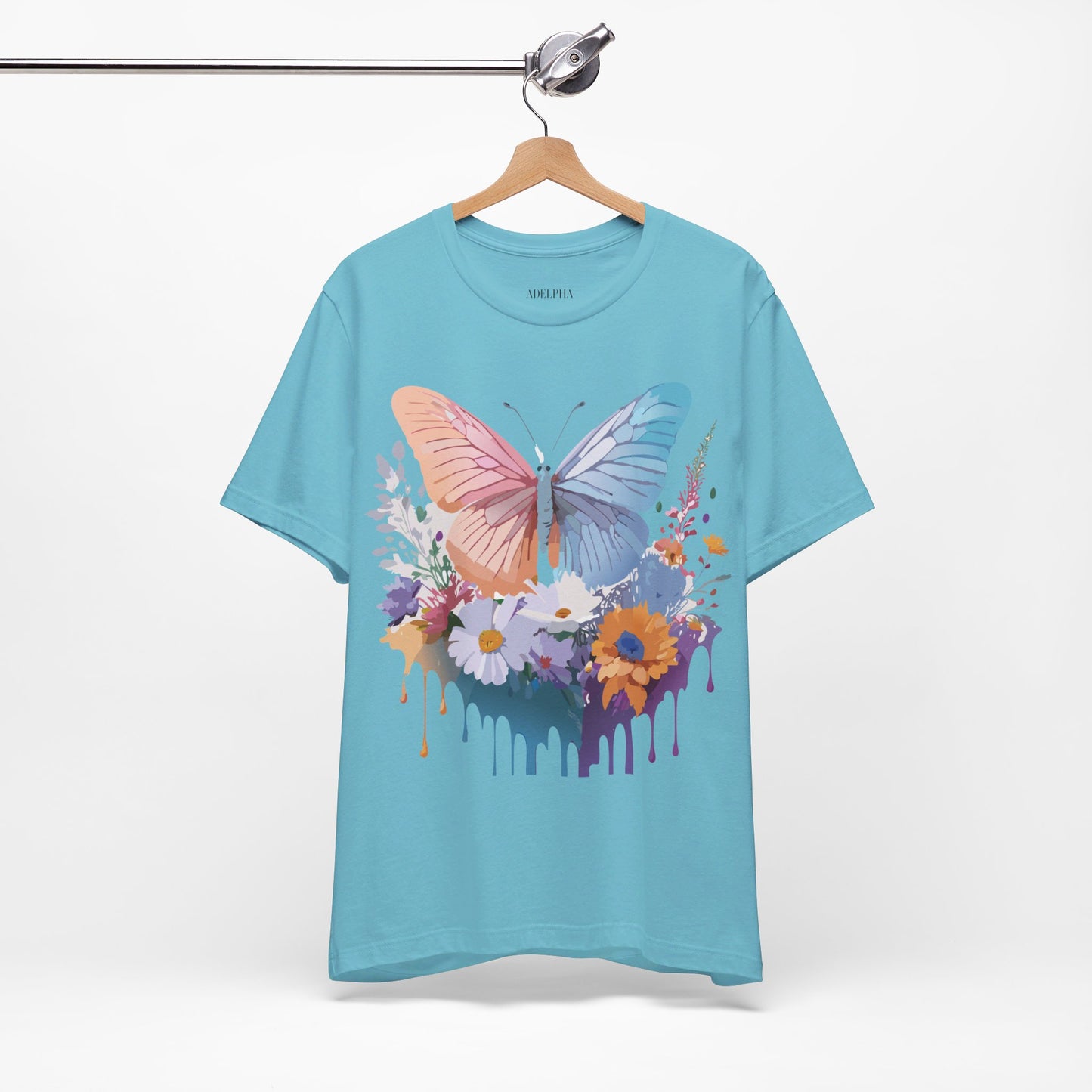 Natural Cotton Tee Shirt with Butterfly