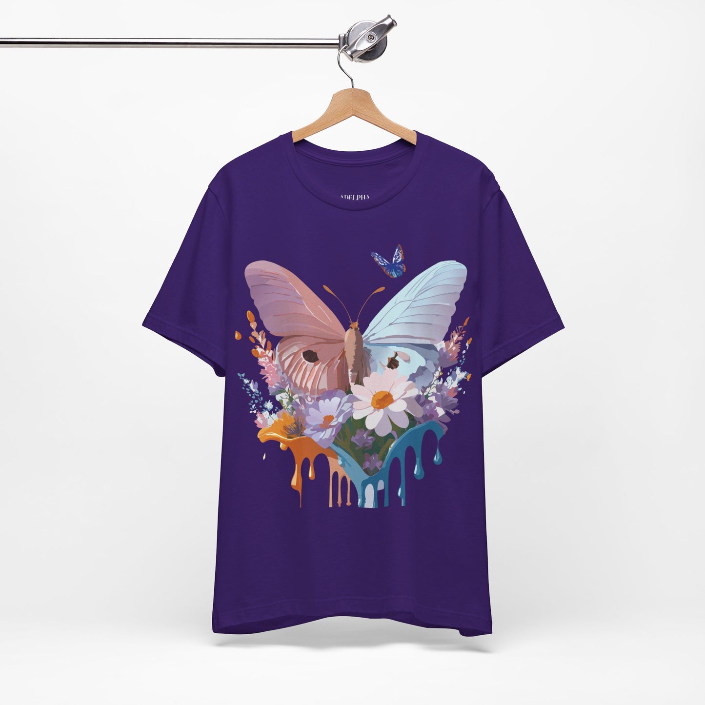 Natural Cotton Tee Shirt with Butterfly