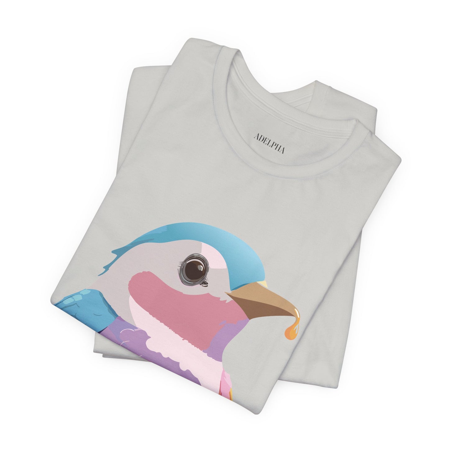 Natural Cotton Tee Shirt with Bird