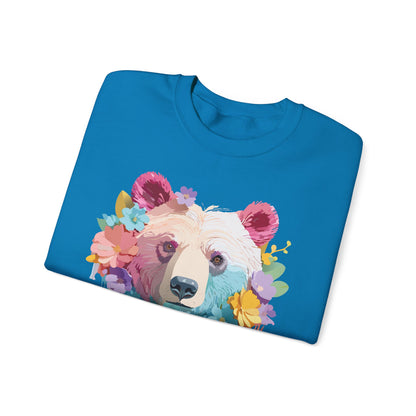 Unisex Floral Bear Sweatshirt Gildan 18000 Art Design Animals