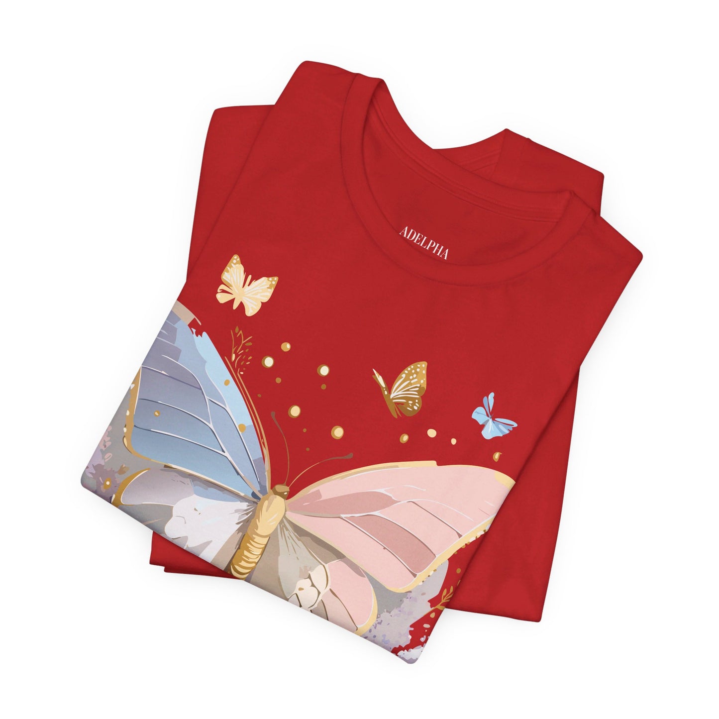 Natural Cotton Tee Shirt with Butterfly