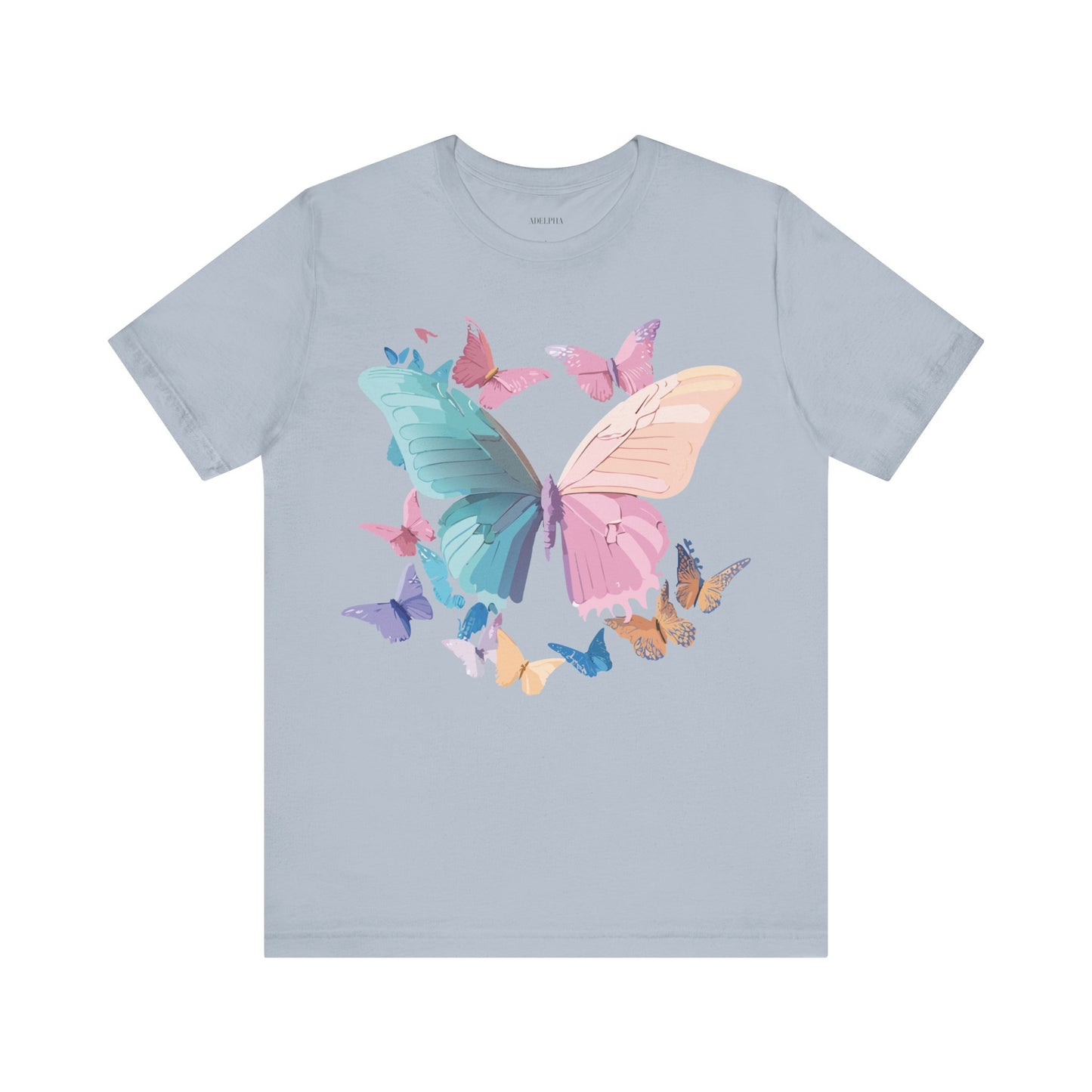 Natural Cotton Tee Shirt with Butterfly