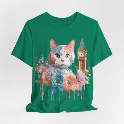 Natural Cotton Tee Shirt with Cat Printify