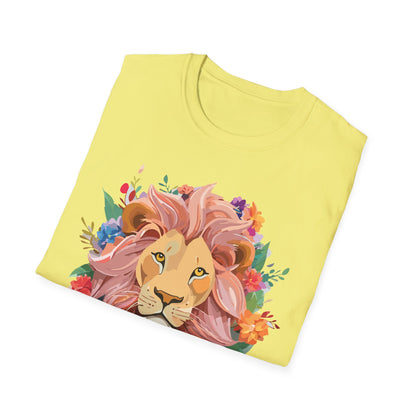 Lion Shirt Unisex Floral Lion Tee Animal Print Softstyle Tee