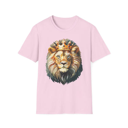 Unisex Lion Print T Shirt Softstyle 64000 One Hundred Percent Ring Spun Cotton
