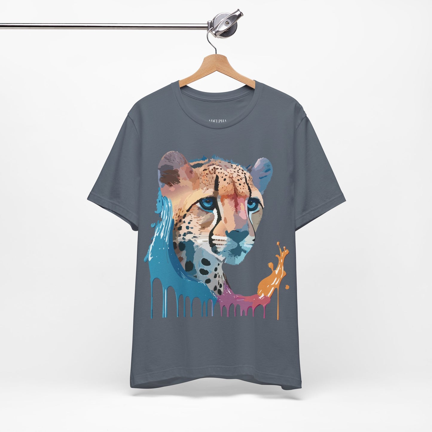 Natural Cotton Tee Shirt with Cheetah