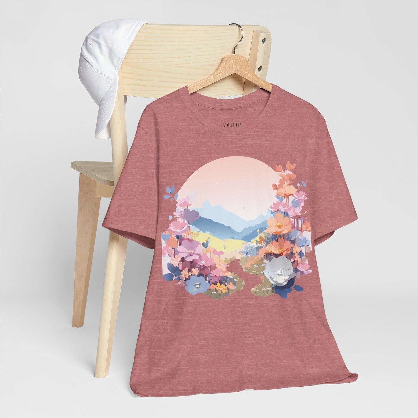 T-shirt en coton naturel avec fleurs