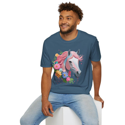 Unisex Horse Shirt Softstyle Cotton Tee With Animal Print Design