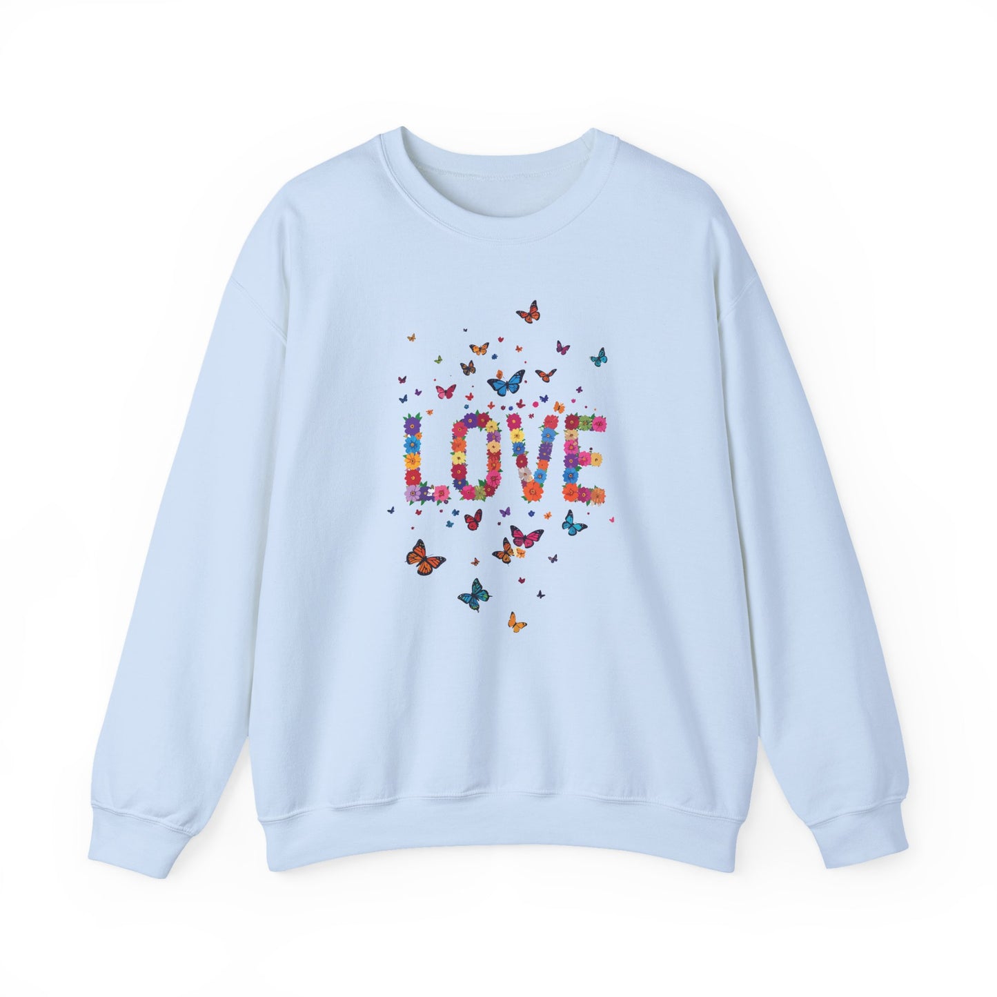 Unisex Floral Love Sweatshirt Fifty Fifty Cotton Poly Valentines Day