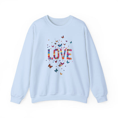 Unisex Floral Love Sweatshirt Fifty Fifty Cotton Poly Valentines Day