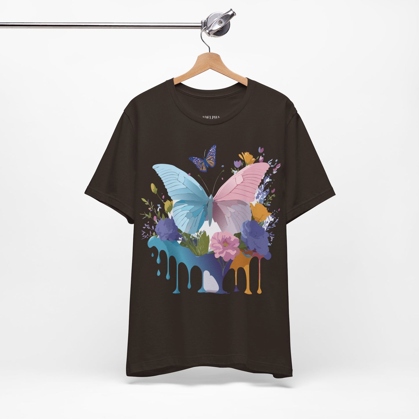 Natural Cotton Tee Shirt with Butterfly