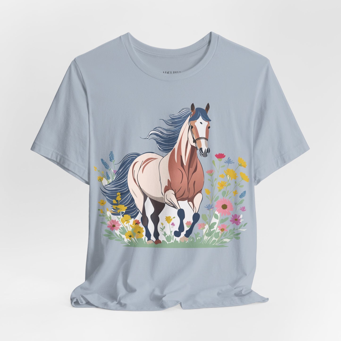 Natural Cotton Tee Shirt with Horse