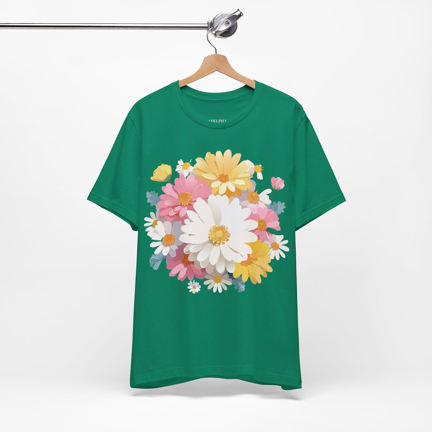 T-shirt en coton naturel avec fleurs