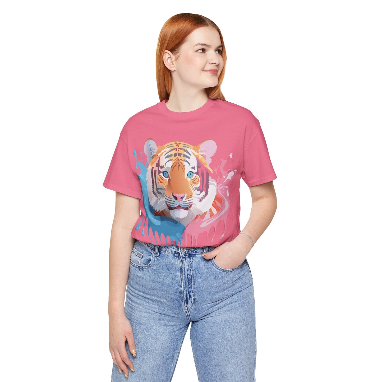 Natural Cotton Tee Shirt with Tiger