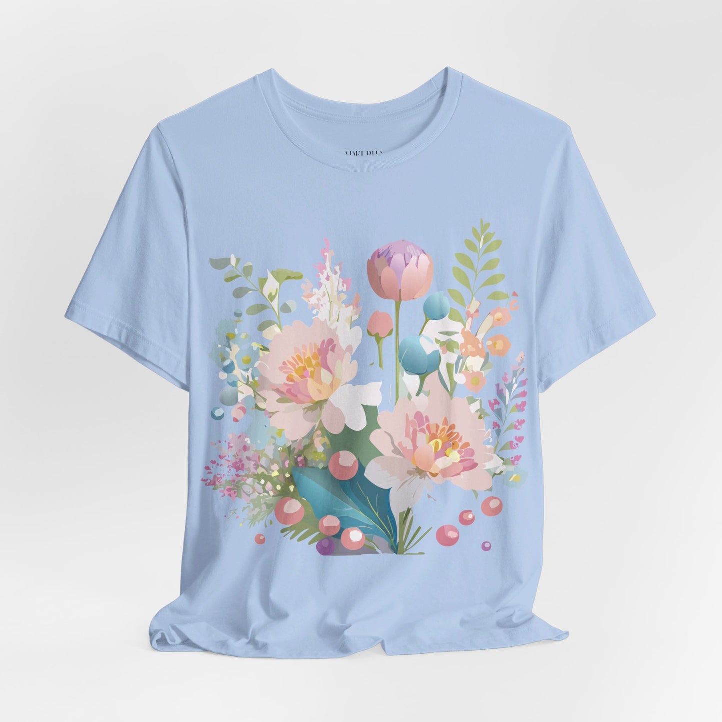 T-shirt en coton naturel avec fleurs