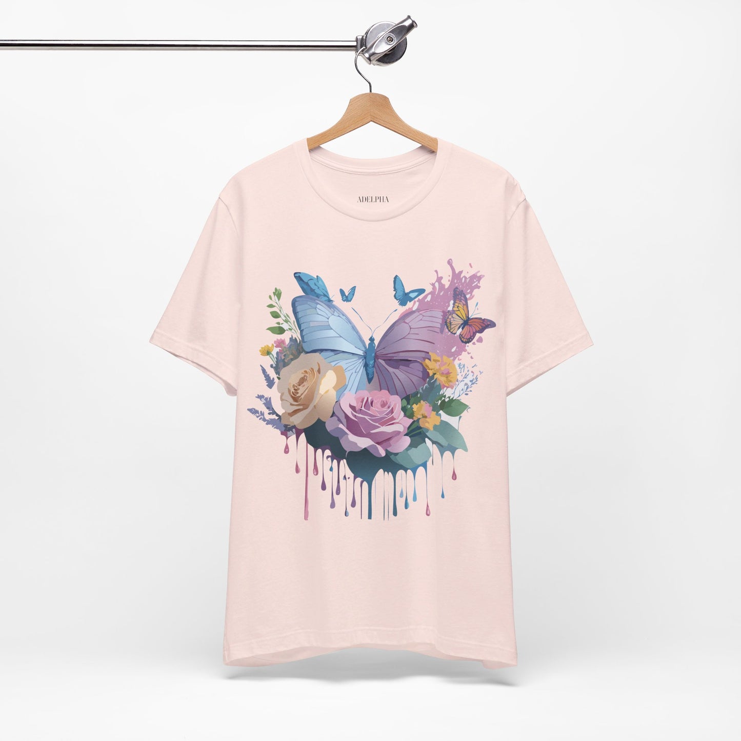 Natural Cotton Tee Shirt with Butterfly